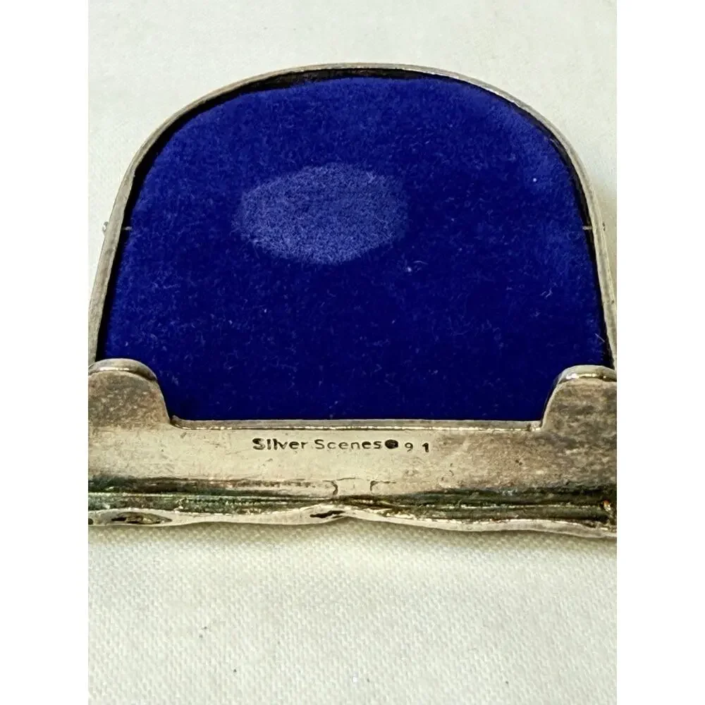 Silver Scenes Silverplated Mini Clock with Bird and Blue Bells